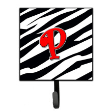 ""Caroline's Treasures CJ1024-PSH4 Letter P Initial Monogram-Zebra Red Leash Holder or Key Hook  Small  Multicolor""