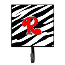 ""Caroline's Treasures CJ1024-RSH4 Letter R Initial Monogram-Zebra Red Leash Holder or Key Hook  Small  Multicolor""