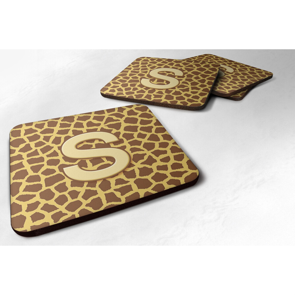 Caroline's Treasures CJ1025-SFC Monogram-Giraffe Ploam (Zestaw 4) Litera Poczatkowa S 3.5 """" "" H X 3,5 """" ""W Multicolor"" ""-image
