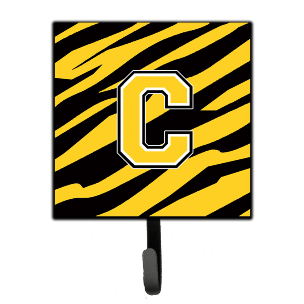 ""Caroline's Treasures CJ1026-CSH4 Porte-Laisse Ou Porte-Cl S Avec Lettre C Et Initiale, Rayures Tigr Es, Noir Et Or, Petit Mod Le Multicolore""-image