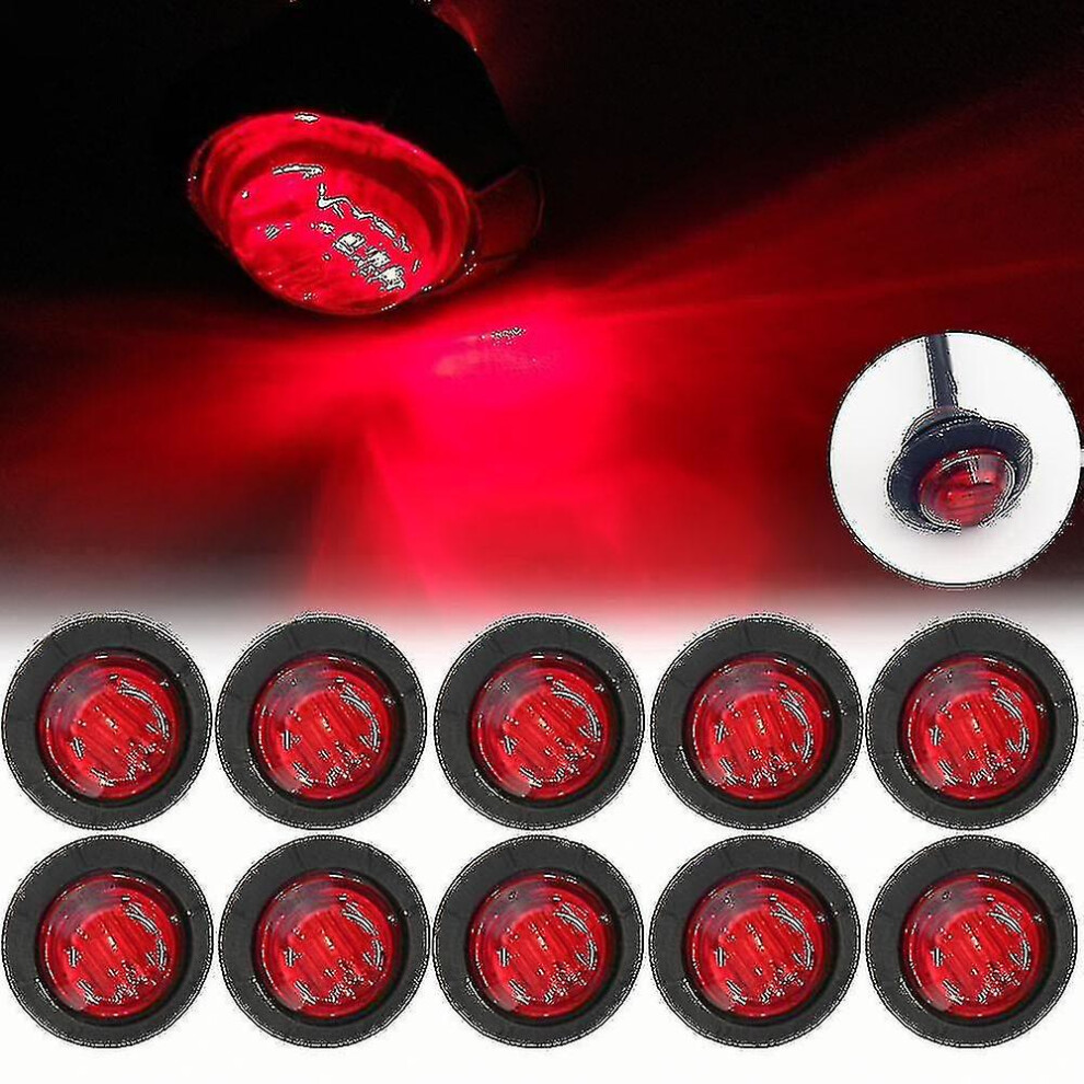 () 10Pcs Universal Side Marker Indicator Led Trailer Lorry Tail Bullet Truck Clearanc Red/Light