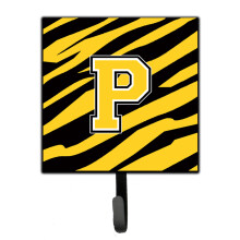 ""Caroline's Treasures CJ1026-PSH4 Letter P Initial Monogram-Tiger Stripe-Black Gold Leash Holder or Key Hook  Small  Multicolor""