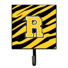 ""Caroline's Treasures CJ1026-RSH4 Letter R Initial Monogram-Tiger Stripe-Black Gold Leash Holder or Key Hook  Small  Multicolor""