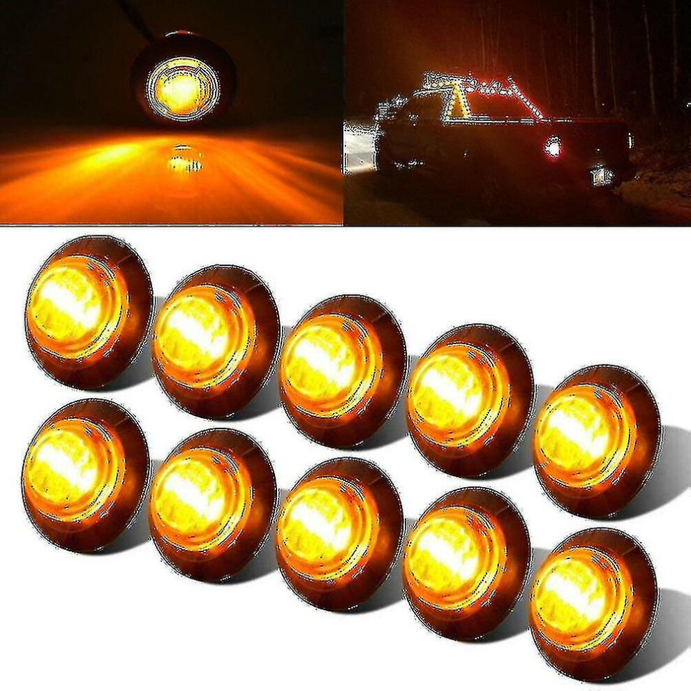 () 10Pcs Universal Side Marker Indicator Led Trailer Lorry Tail Bullet Truck Clearanc Yellow/Light