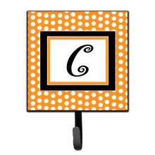 ""Caroline's Treasures CJ1033-CSH4 Letter C Initial Monogram-Orange Polka Dots Leash Holder or Key Hook  Small  Multicolor""