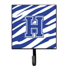 ""Caroline's Treasures CJ1034-HSH4 Letter H Initial Tiger Stripe Blue and White Leash Holder or Key Hook  Small  Multicolor""