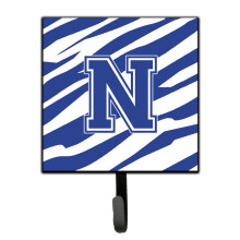 ""Caroline's Treasures CJ1034-NSH4 Letter N Initial Tiger Stripe Blue and White Leash Holder or Key Hook  Small  Multicolor""