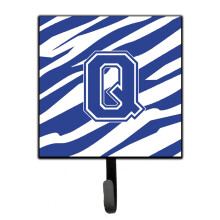 ""Caroline's Treasures CJ1034-QSH4 Letter Q Initial Tiger Stripe Blue and White Leash Holder or Key Hook  Small  Multicolor""