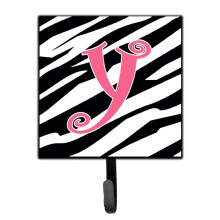 ""Caroline's Treasures CJ1037-YSH4 Letter Y Initial Monogram-Zebra Stripe and Pink Leash Holder or Key Hook  Small  Multicolor""