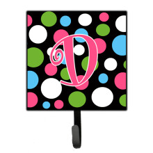 ""Caroline's Treasures CJ1038-DSH4 Letter D Initial Monogram-Polka Dots and Pink Leash Holder or Key Hook  Small  Multicolor""