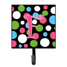 ""Caroline's Treasures CJ1038-FSH4 Letter F Initial Monogram-Polka Dots and Pink Leash Holder or Key Hook  Small  Multicolor""