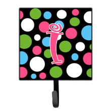 ""Caroline's Treasures CJ1038-ISH4 Letter I Initial Monogram-Polka Dots and Pink Leash Holder or Key Hook  Small  Multicolor""