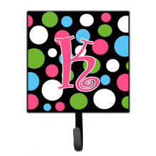""Caroline's Treasures CJ1038-KSH4 Letter K Initial Monogram-Polka Dots and Pink Leash Holder or Key Hook  Small  Multicolor""