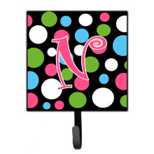 ""Caroline's Treasures CJ1038-NSH4 Letter N Initial Monogram-Polka Dots and Pink Leash Holder or Key Hook  Small  Multicolor""