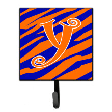 ""Caroline's Treasures CJ1036-YSH4 Letter Y Initial Tiger Stripe Blue and Orange Leash Holder or Key Hook  Small  Multicolor""
