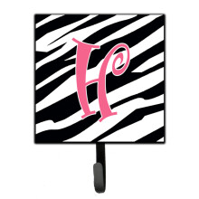 ""Caroline's Treasures CJ1037-HSH4 Letter H Initial Monogram-Zebra Stripe and Pink Leash Holder or Key Hook  Small  Multicolor""
