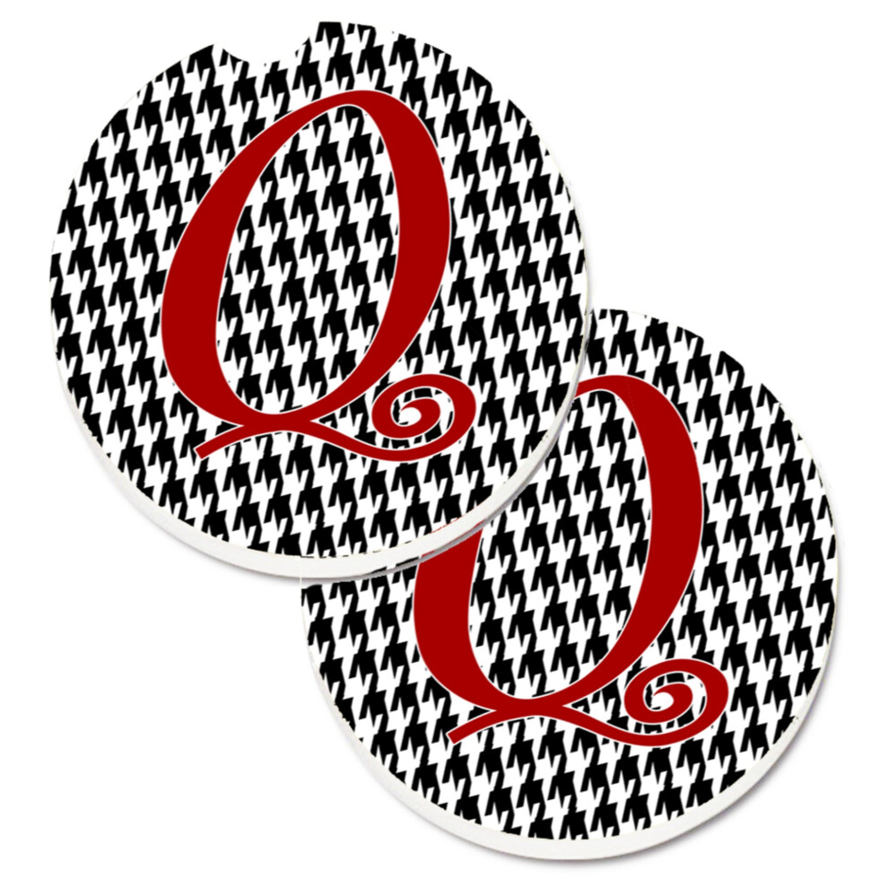 """"Caroline's Treasures Monogram Initial Q Houndstooth Nero Set Di 2 Sottobicchieri Per Auto CJ1035-QCARC 2.56 Multicolor""""-image