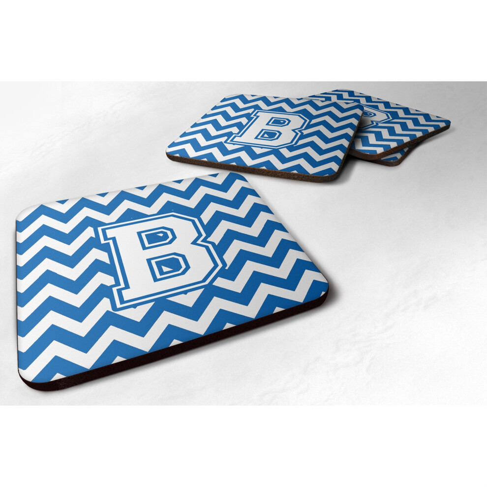 ""Caroline's Treasures CJ1045-BFC Untersetzer Aus Schaumstoff Mit Buchstabe B, Chevron, Blau Und Wei (4Er-Set), 8,9 Cm, Mehrfarbig""-image