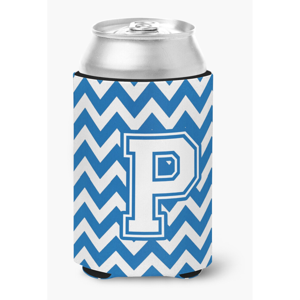 "Caroline's Treasures CJ1045-PCC Porte-Bouteille Ou Canette Lettre P Chevron Bleu Et Blanc Multicolore"-image