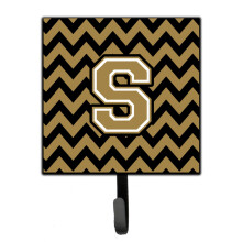 ""Caroline's Treasures Letter S Chevron Black and Gold Leash or Key Holder CJ1050-SSH4  Small  Multicolor""
