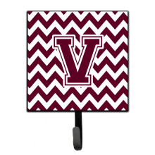 ""Caroline's Treasures Letter V Chevron Maroon and White Leash or Key Holder CJ1051-VSH4  Small  Multicolor""