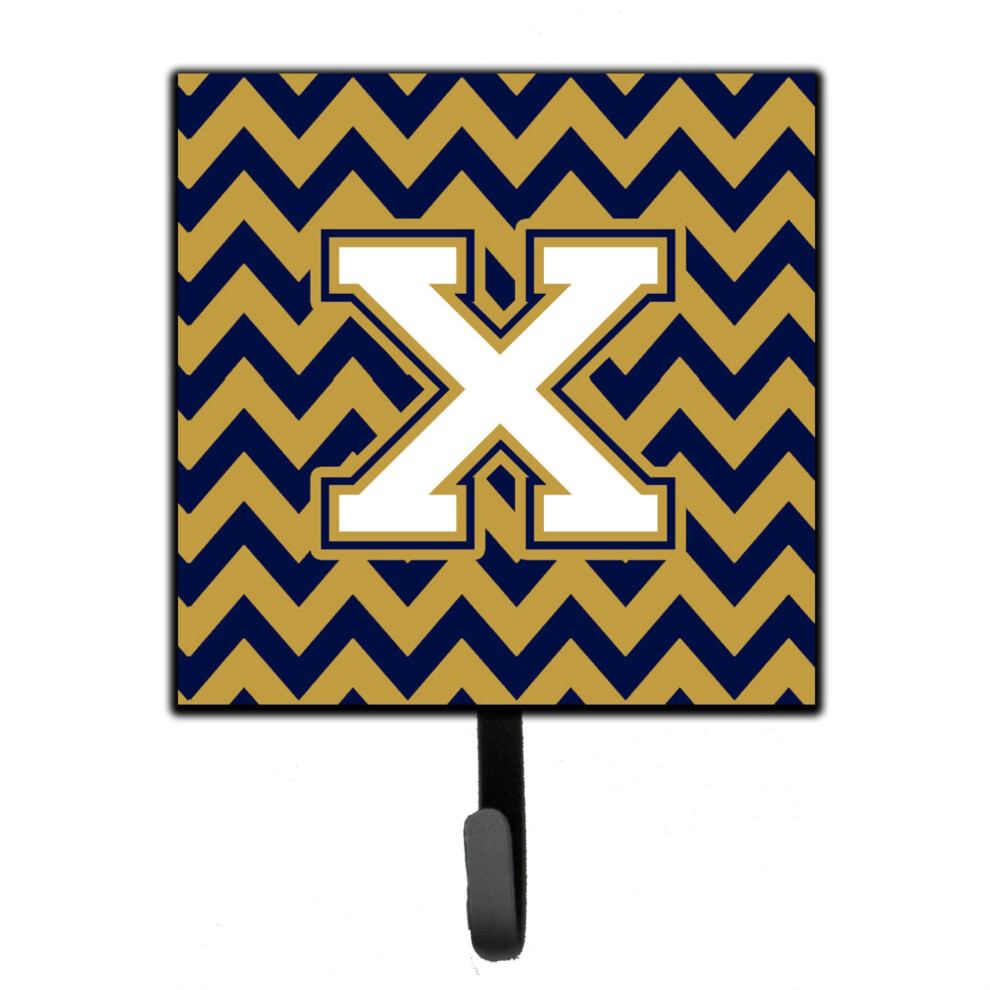 ""Caroline's Treasures - Leine Oder Schl Sselanh Nger Mit Buchstabe X Und Chevron-Muster, Marineblau Und Gold, CJ1057-XSH4, Klein, Mehrfarbig""-image