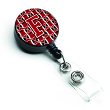 """" Comorile Carolinei CJ1073-FBR Litera F Fotbal Fotbal Red alb-negru Insigna retractabila multicolor """"
