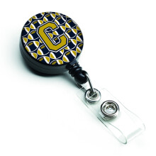 """" Comorile Carolinei CJ1074-CBR Litera C Fotbal Blue & Gold Insigna retractabila multicolor """"