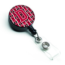 Caroline's Comorsures Letter D Football Crimson ?i White Retractable Badge Trg (CJ1079-DBR)