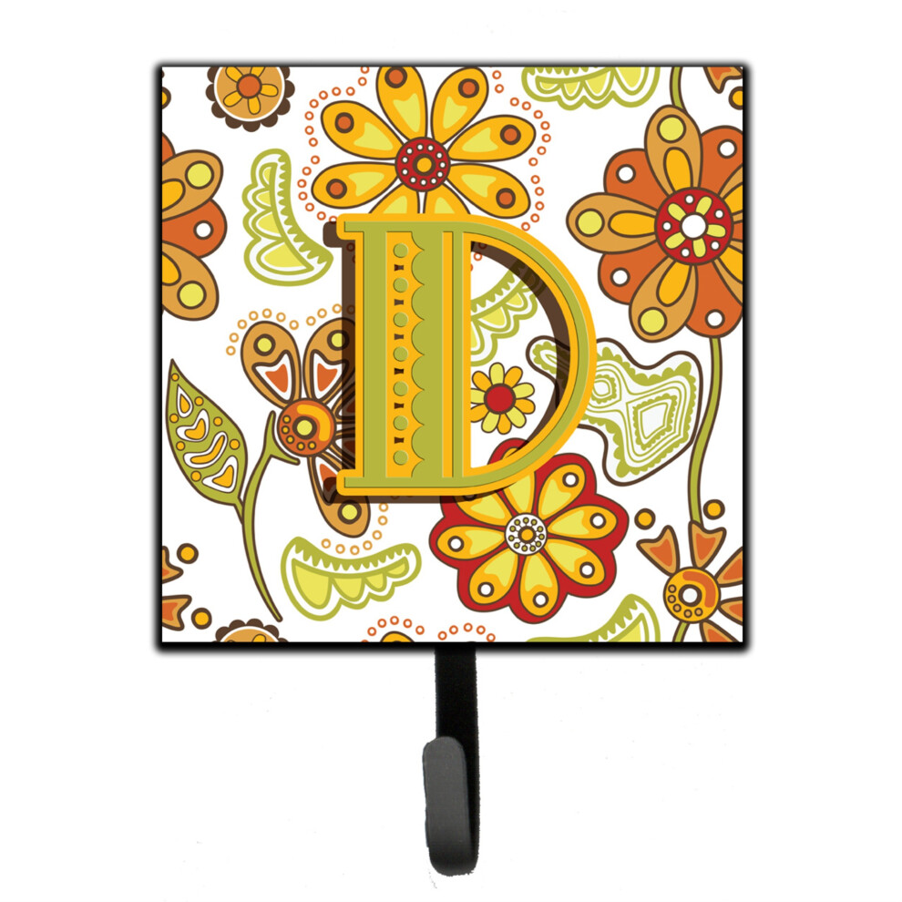 ""Caroline's Treasures CJ2003-DSH4 Buchstabe D Blumenmuster, Senfgelb Und Gr N, Leine Oder Schl Sselanh Nger, Klein, Mehrfarbig""-image