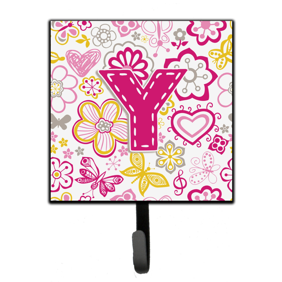 ""Caroline's Treasures CJ2005-YSH4 Porte-Cl S Ou Laisse Rose Lettre Y Fleurs Et Papillons Petit Mod Le Multicolore""-image