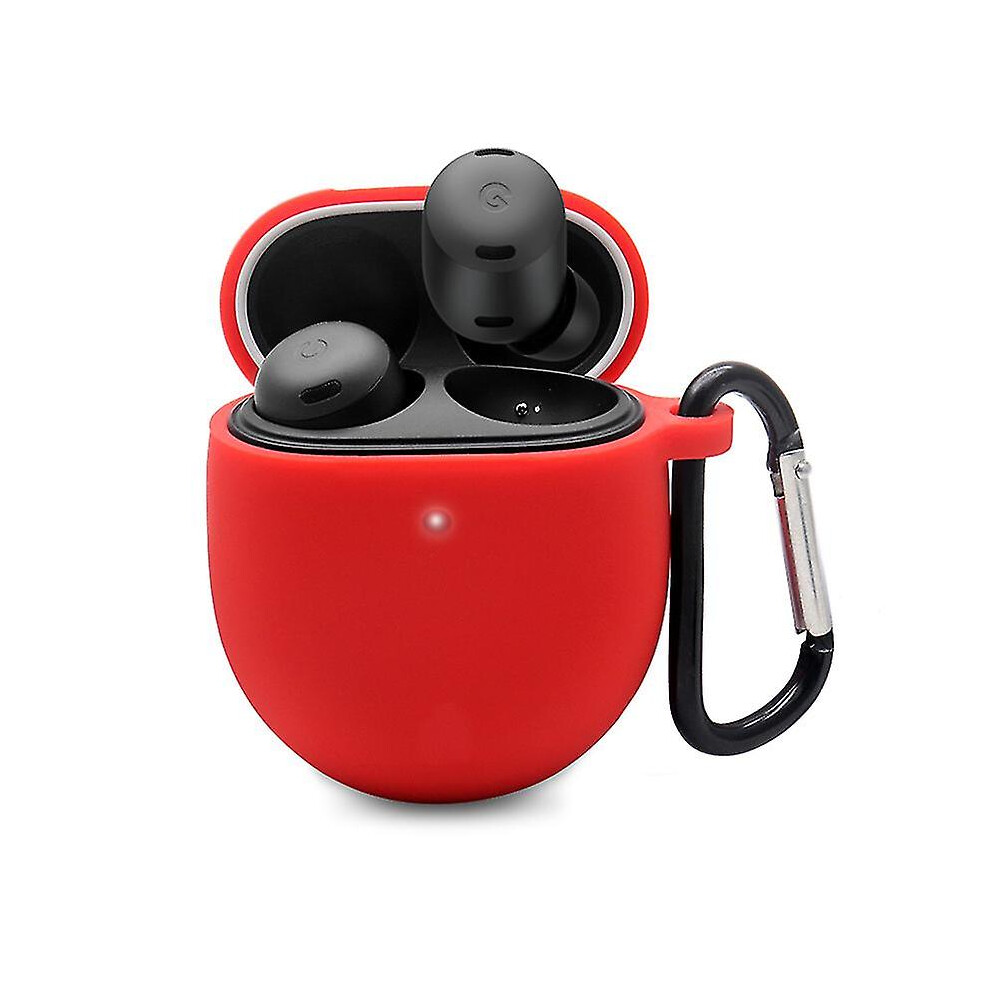 (Red) For Google Pixel Buds Pro Silicone Protective Sleeve Bluetooth Earphone Anti-drop Cover With Anti-lost Buckle-image-OPC-PFXSSRF-NEW
