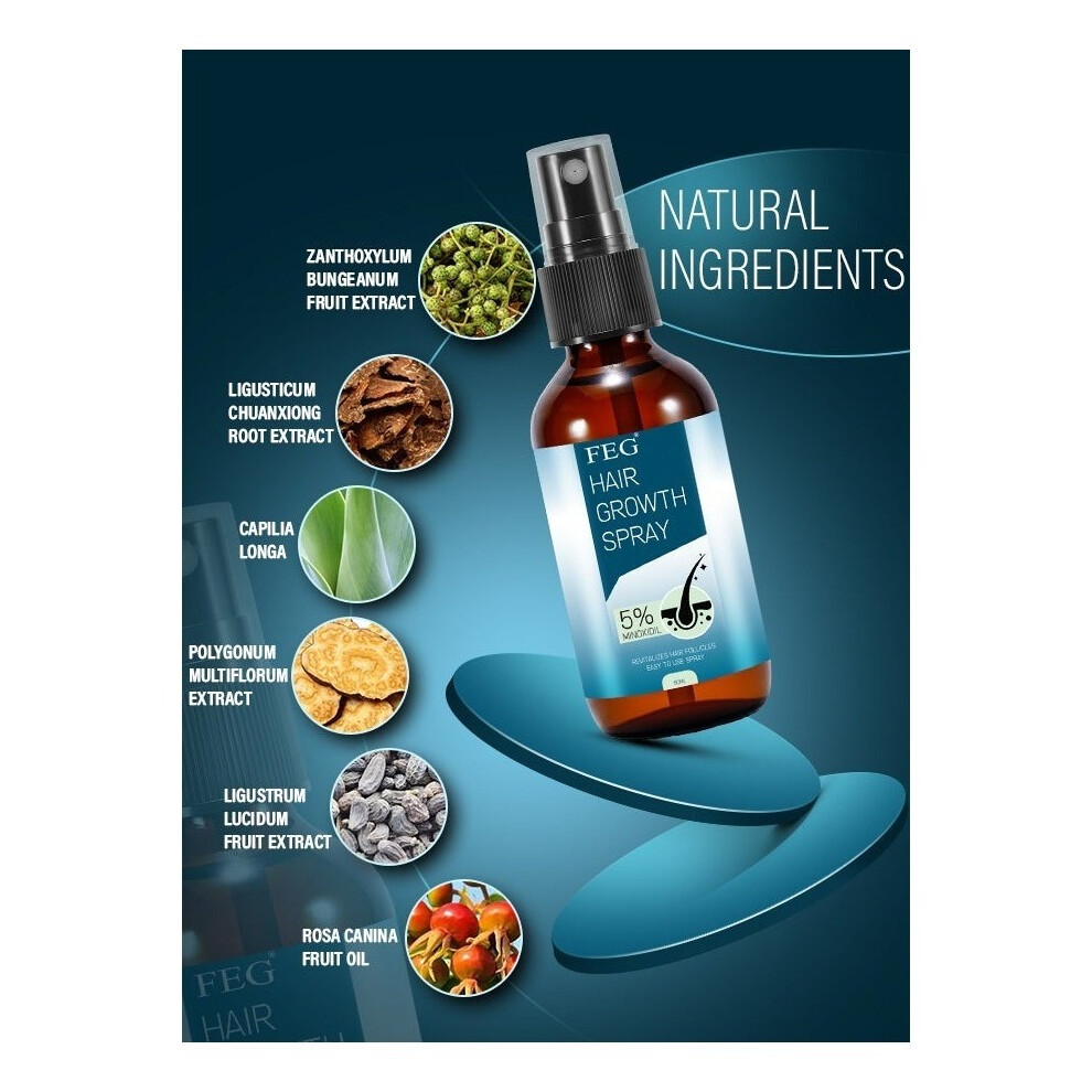 FEG Hair Growth Spray Restore Dry Damged Hair Nourishes Hair Serum 5% Minoxidil - 60ml