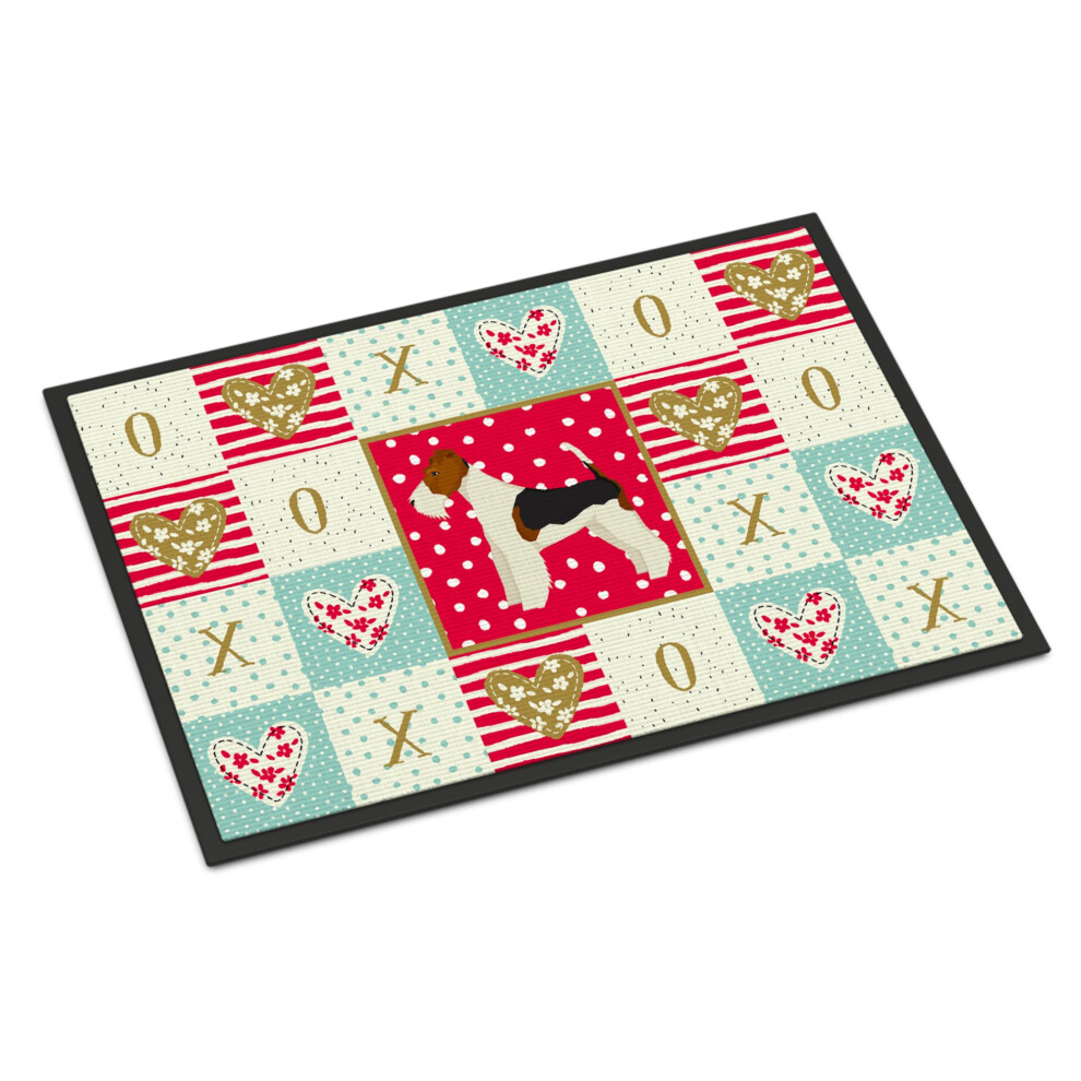 ""Caroline's Treasures Fox Terrier Love Fu Matte F R Drinnen Oder Drau En, 18 X 27 Zoll, Mehrfarbig""-image