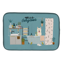 ""Caroline's Treasures CK7467DDM White German Shepherd in Bathtub dish-drying-mats  14 x 21  Multicolor""