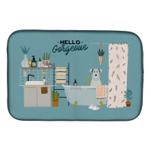 ""Caroline's Treasures CK7475DDM White Miniature Schnauzer in Bathtub dish-drying-mats 14 x 21 Multicolor""