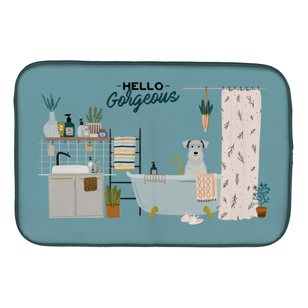 Caroline's Treasures CK7475DDM White Miniatur Miniature Schnauder W Wannach Suszacych Naczyn-Mats 14 X 21 Wielokolorowych-image