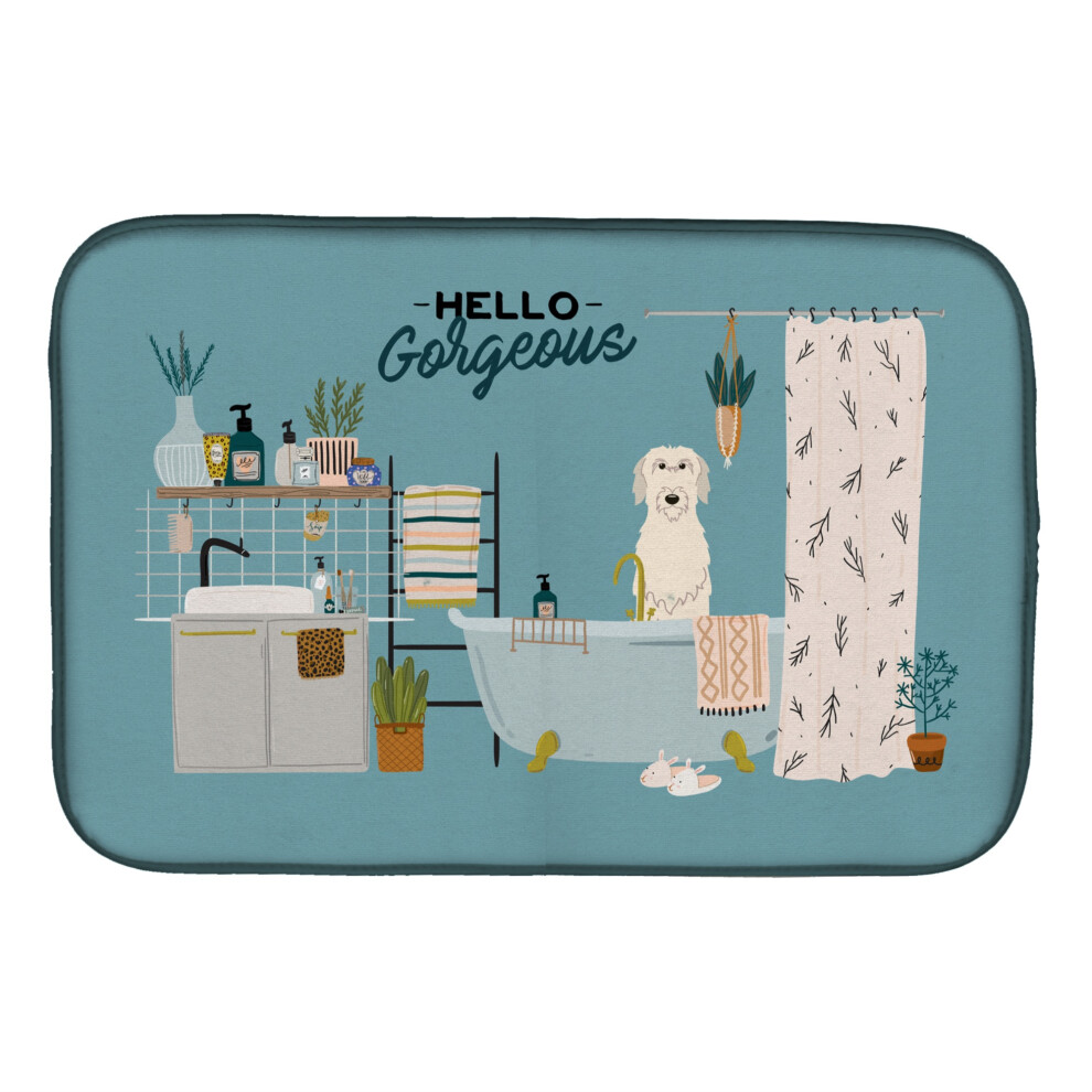 ""Caroline's Treasures CK7487DDM Abtropfmatte Mit Irischem Wolfshund In Der Badewanne, 14 X 21, Mehrfarbig""-image