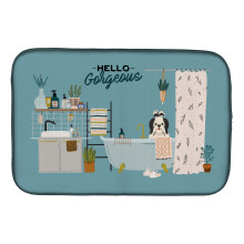 ""Caroline's Treasures CK7510DDM Black White Shih Tzu in Bathtub dish-drying-mats 14 x 21 Multicolor""