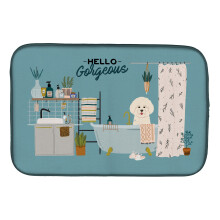 ""Caroline's Treasures CK7497DDM Bichon Frise in Bathtub dish-drying-mats  14 x 21  Multicolor""