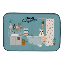 ""Caroline's Treasures CK7560DDM White Bull Terrier in Bathtub dish-drying-mats  14 x 21  Multicolor""