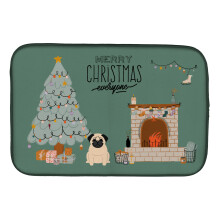 ""Caroline's Treasures CK7571DDM Fawn Pug Christmas Everyone dish-drying-mats  14 x 21  Multicolor""