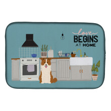 ""Caroline's Treasures CK7823DDM Red White Border Collie Kitchen Scene dish-drying-mats 14 x 21 Multicolor""