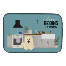 ""Caroline's Treasures CK7844DDM White Chow Kitchen Scene dish-drying-mats  14 x 21  Multicolor""
