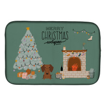 ""Caroline's Treasures CK7693DDM Red Brown Dachshund Christmas Everyone dish-drying-mats  14 x 21  Multicolor""