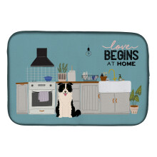 ""Caroline's Treasures Black White Border Collie Kitchen Scene dish-drying-mats 14 x 21 Multicolor""