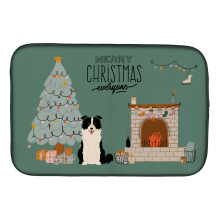 ""Caroline's Treasures Black White Border Collie Christmas Everyone dish-drying-mats  14 x 21  Multicolor""