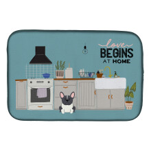 ""Caroline's Treasures Black White French Bulldog Kitchen Scene dish-drying-mats  14 x 21  Multicolor""