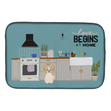 ""Caroline's Treasures CK7781DDM Sable White Papillon Kitchen Scene dish-drying-mats  14 x 21  Multicolor""