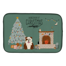 ""Caroline's Treasures Brindle White English Bulldog Christmas Everyone dish-drying-mats  14 x 21  Multicolor""